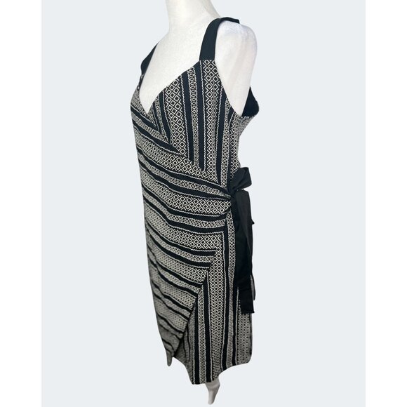 Venus Black & White Geometric Print Sleeveless Wrap Dress Beach Cover-up Medium - Picture 3 of 15